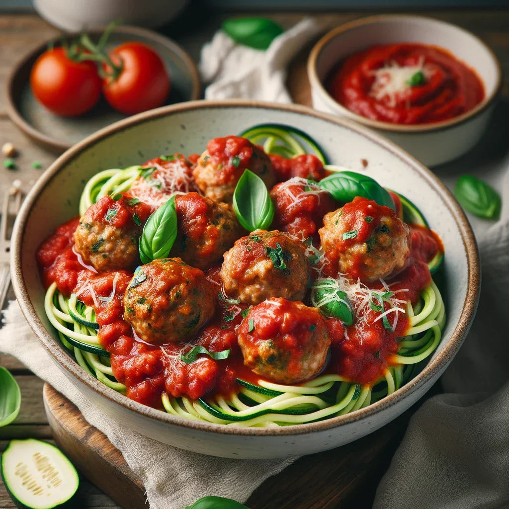 Turkey Meatballs with Tomato Sauce and Zucchini Noodles
 &ndash; 4aKid
