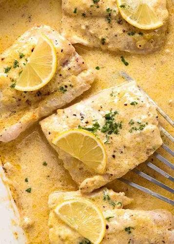Baked Fish with Lemon Cream Sauce | RecipeTin Eats - 4aKid
