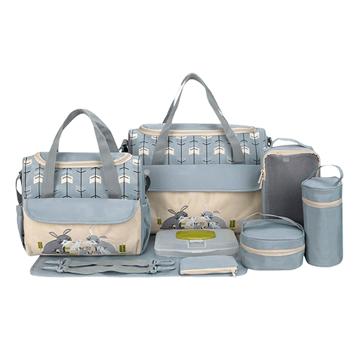 11 Piece Rabbit Embroidery Diaper Bag - 4aKid