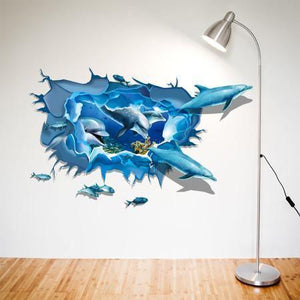3D Coral Dolphins Wall Decal Sticker - 4aKid