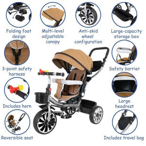 4-in-1 Multifunctional Tricycle Stroller - 4aKid