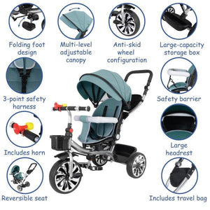 4-in-1 Multifunctional Tricycle Stroller - 4aKid