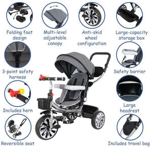 4-in-1 Multifunctional Tricycle Stroller - 4aKid