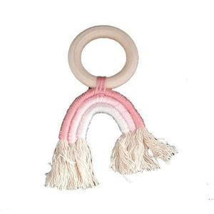 Rainbow Crochet & Wooden Baby Teething Ring - 4aKid