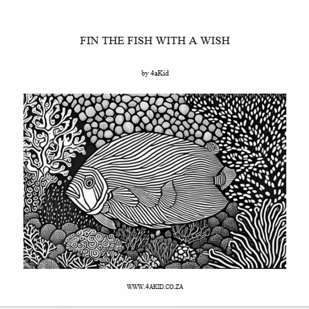 Fin the Fish with a Wish Coloring-In Book: Join Fin on an Adventure Beyond the Ocean Digital E-Book - 4aKid
