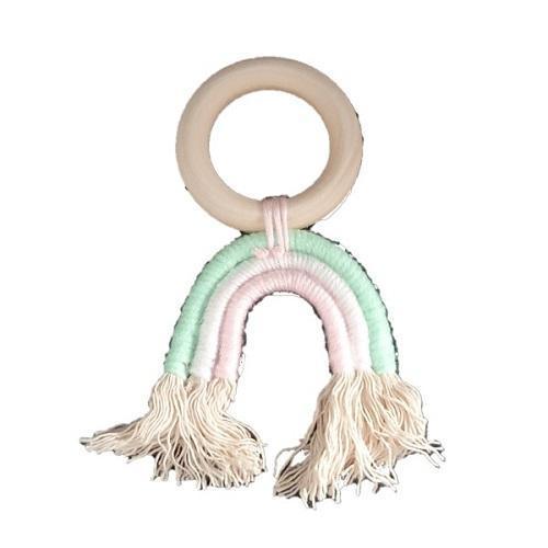 Rainbow Crochet & Wooden Baby Teething Ring - 4aKid
