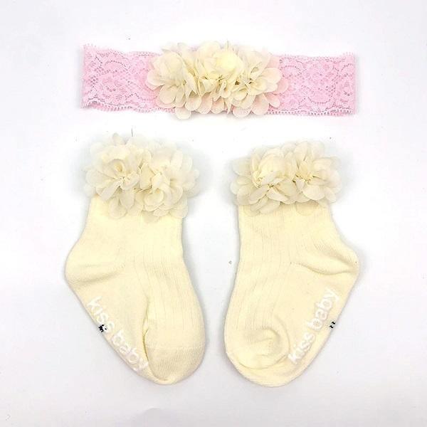 Smitten Flower Baby Socks with Headband Set - 4aKid
