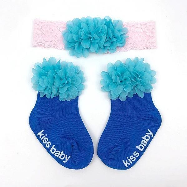 Smitten Flower Baby Socks with Headband Set - 4aKid