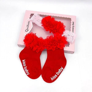 Smitten Flower Baby Socks with Headband Set - 4aKid