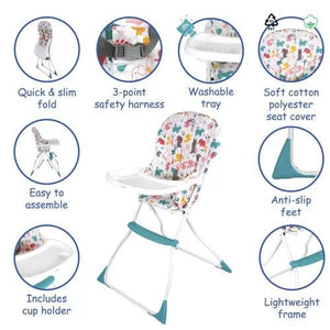 Turquoise Compact Fold High Chair - 4aKid