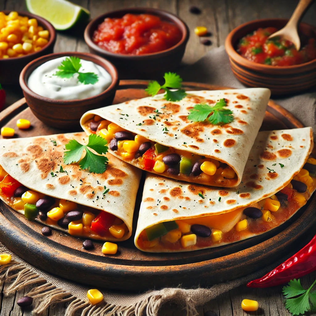 Homemade Veggie Quesadillas with Black Beans and Corn