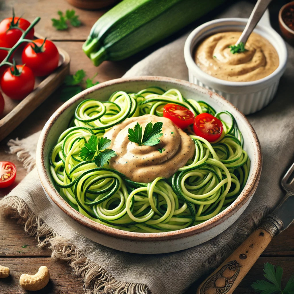 Vegan Zucchini Noodles with Cashew Cream Sauce