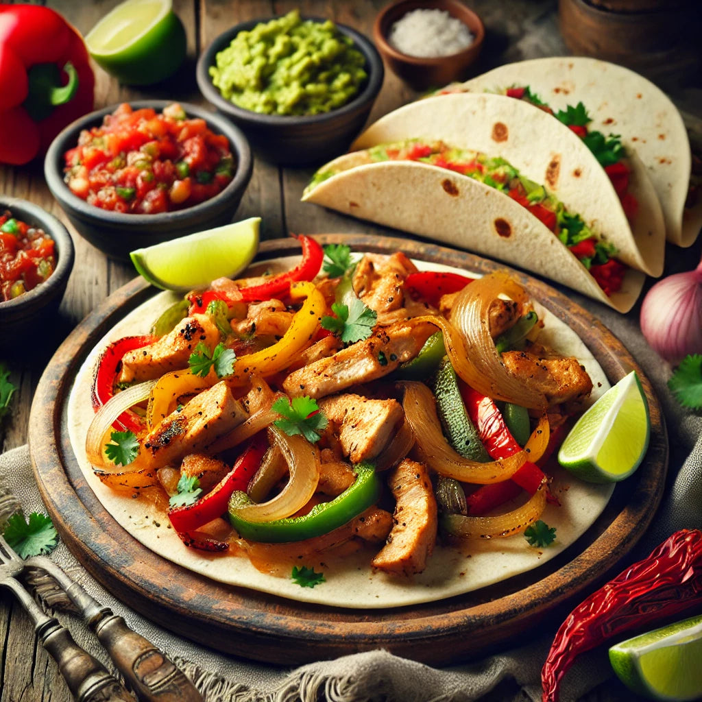 Chicken Fajitas with Bell Peppers, Onions, and Tortillas