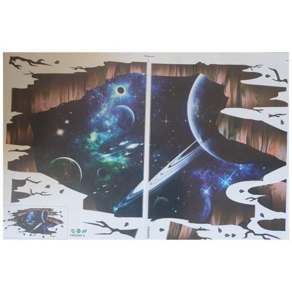 3D Wall or Floor Stickers - Dark Saturn with Galaxy- Latest product from 4aKid - 4aKid