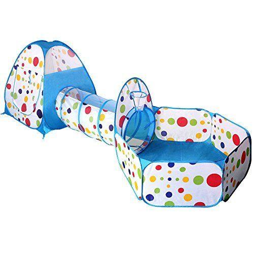 3pc Pop Up Ball Pool with Tent and Tunnel - Assorted Colours- Latest product from 4aKid - 4aKid
