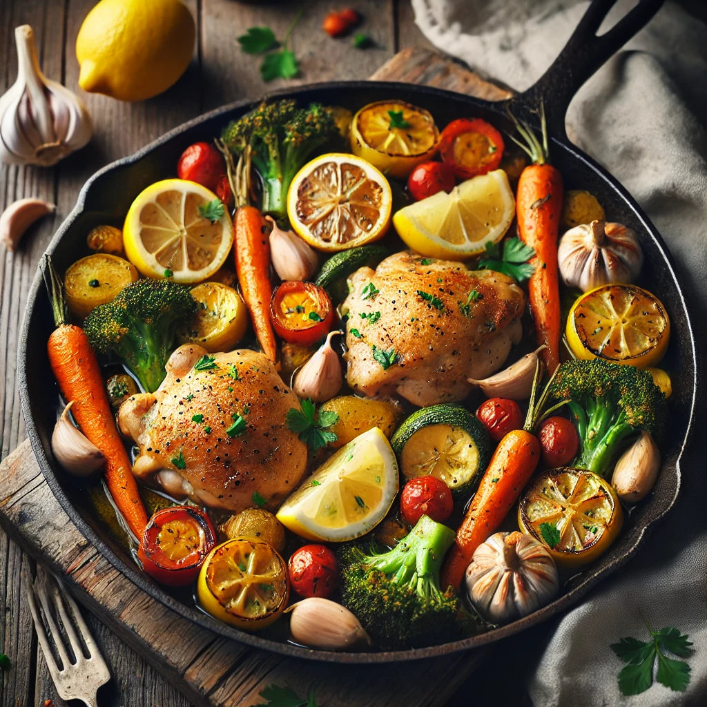 One-Pan Lemon Garlic Chicken with Roasted Veggies