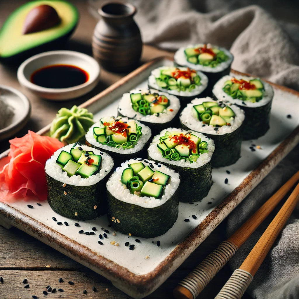 Vegan Sushi Rolls with Avocado and Cucumber
