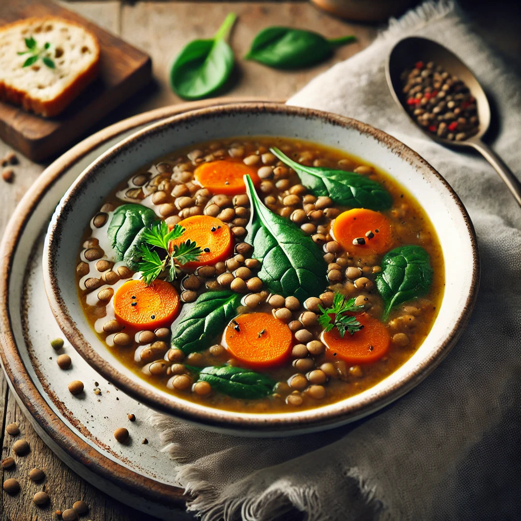 Lentil Soup with Carrots and Spinach