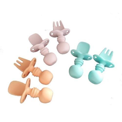 Baby Silicone Spoon & Fork Set - Assorted Colours- Latest product from 4aKid - 4aKid