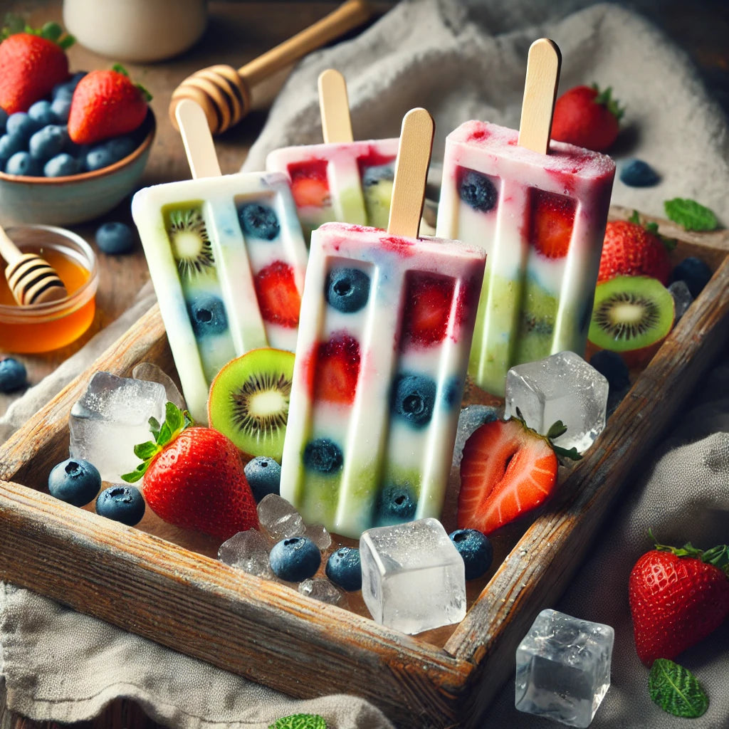 Homemade Popsicles with Yogurt, Fruit, and Honey
