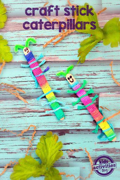 Easy Yarn-Wrapped Craft Stick Caterpillar Craft - 4aKid Blog - 4aKid