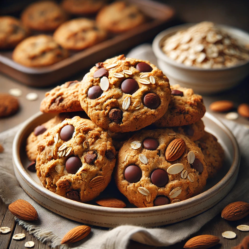 Chocolate Chip Cookies with Oats and Almonds