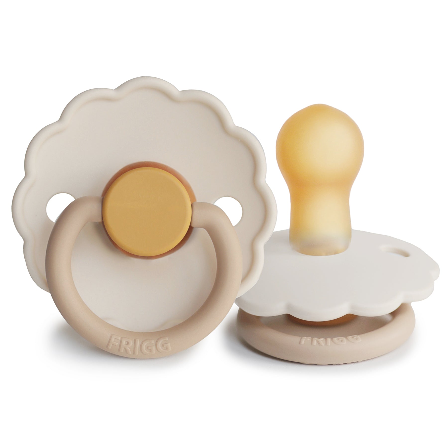 FRIGG Daisy Colourblock - Round Latex Pacifier - Chamomile