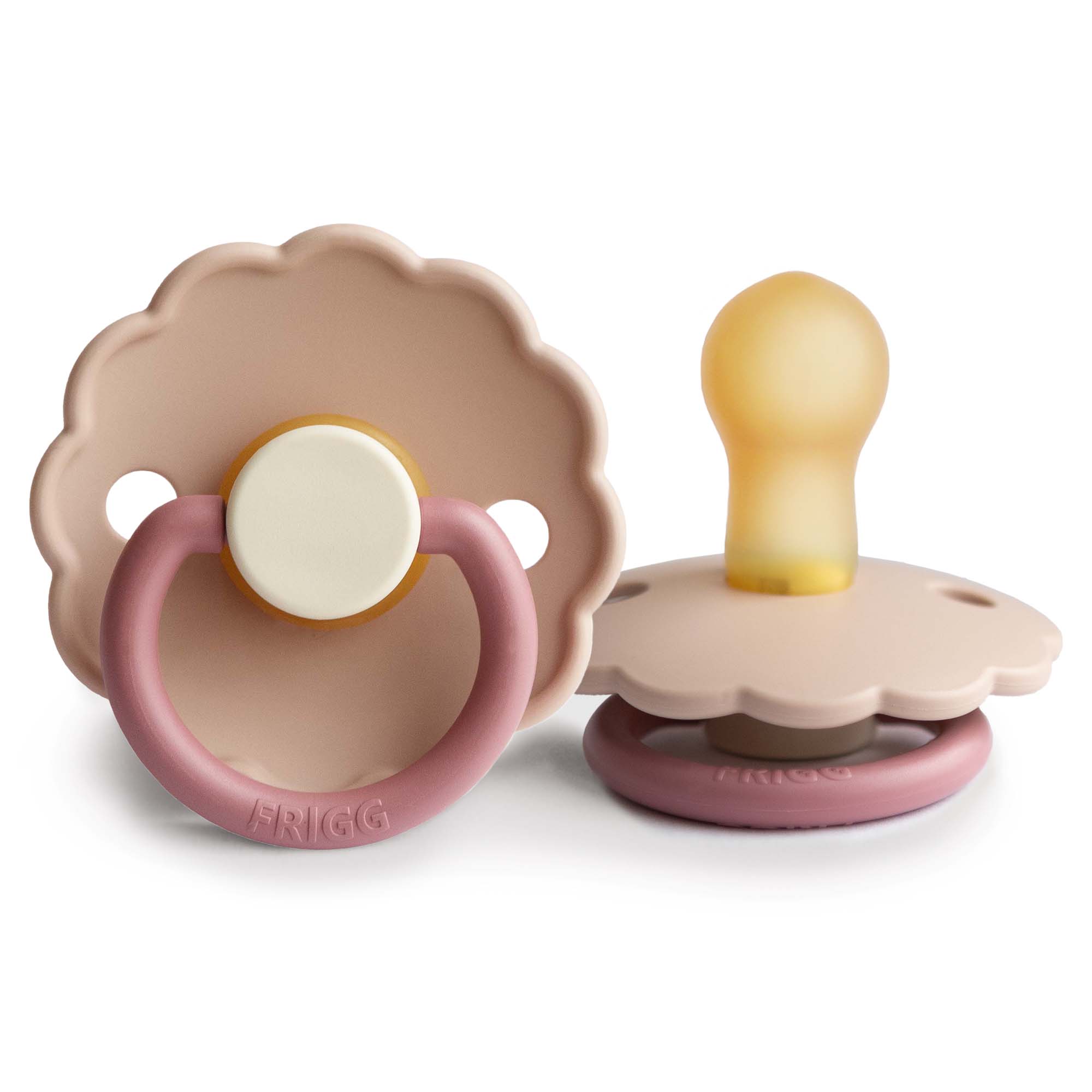 FRIGG Daisy Colourblock - Round Latex Pacifier - Peony