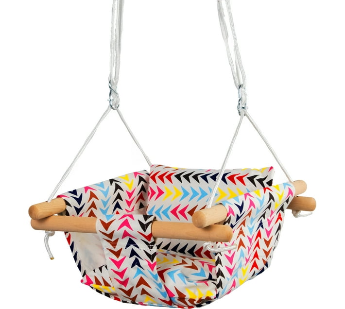 Wooden Canvas Baby Swing with Cushion