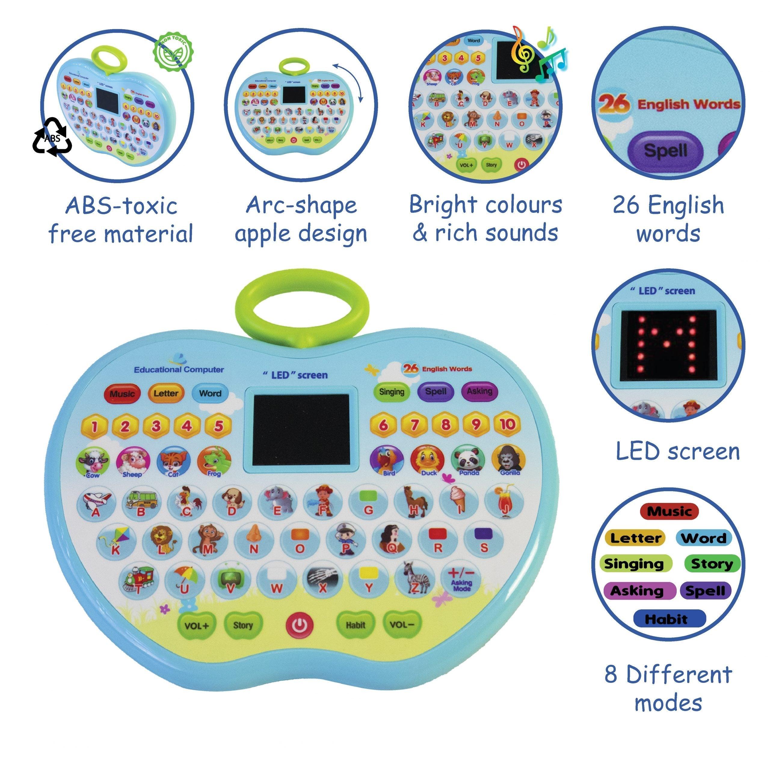 Apple Shaped Educational LED Pad with Alphabets, Words, Sounds and Numbers - 4aKid