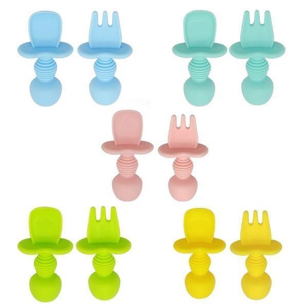 Baby Silicone Spoon & Fork Set 4aKid