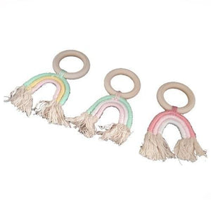 Rainbow Crochet & Wooden Baby Teething Ring - 4aKid
