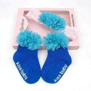 Smitten Flower Baby Socks with Headband Set - 4aKid