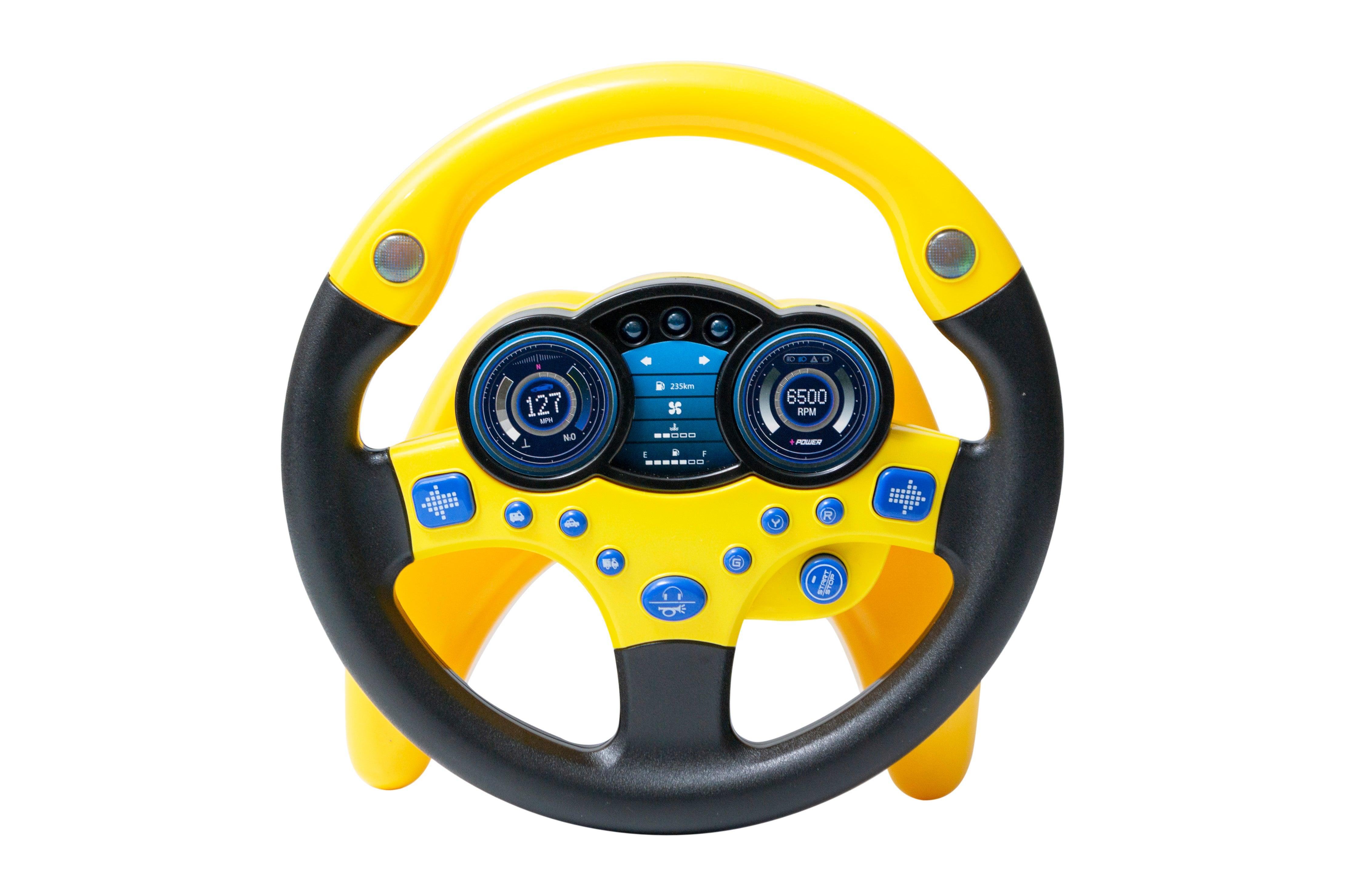 Yellow Sound & Light Toy Steering Wheel Pretend Play Toys - 4aKid