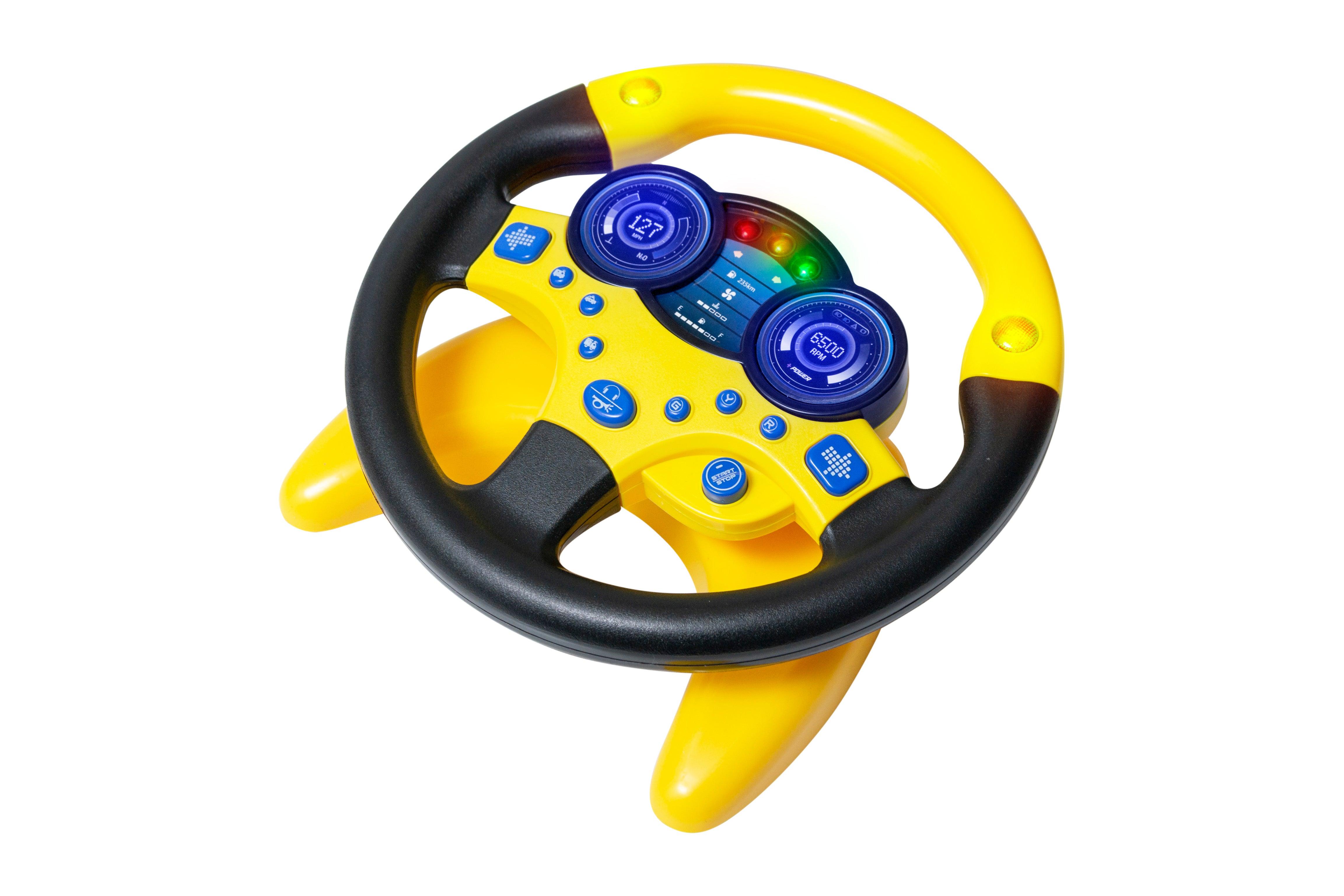 Yellow Sound & Light Toy Steering Wheel Pretend Play Toys - 4aKid