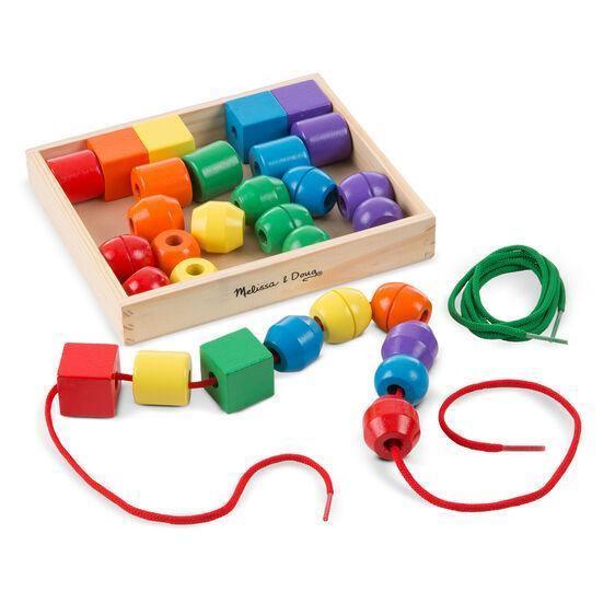 Melissa & Doug Wooden Primary Lacing Beads - 4aKid