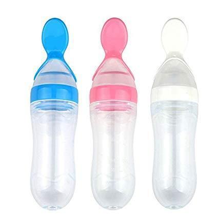 Silicone Baby Nursing Bottle with Spoon 4aKid