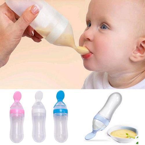Silicone Baby Nursing Bottle with Spoon - 4aKid