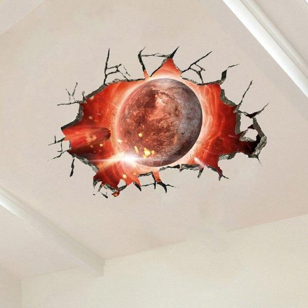 Small 3D Red Planet Wall Decal Stickers - 4aKid