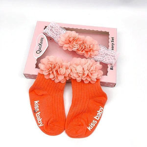 Smitten Flower Baby Socks with Headband Set 4aKid